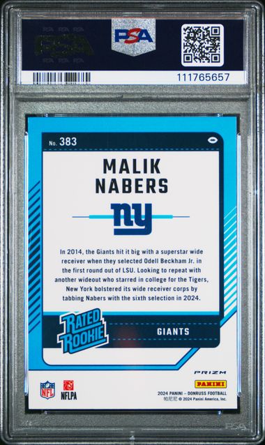 2024 Panini Donruss Malik Nabers #383 (Optic Preview-Red Wave) Gem Mt 10 back