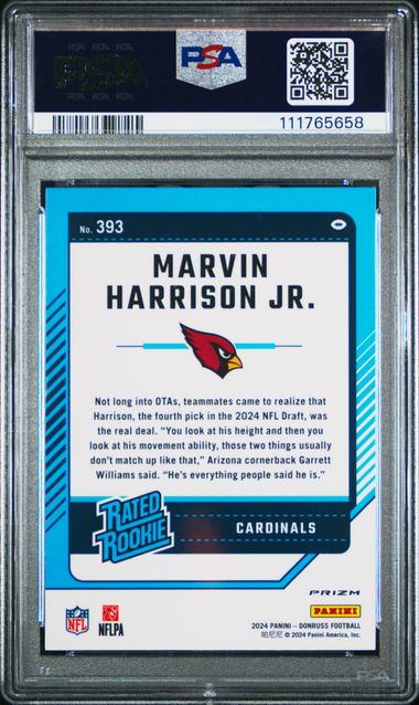 2024 Panini Donruss Marvin Harrison Jr. #393 (Optic Preview-Pink) Gem Mt 10 back