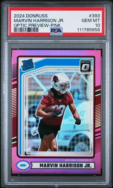 2024 Panini Donruss Marvin Harrison Jr. #393 (Optic Preview-Pink) Gem Mt 10 front