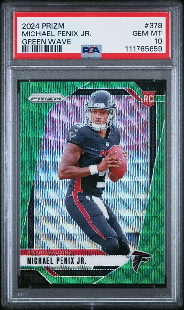2024 Panini Prizm Michael Penix Jr. #378 (Green Wave) Gem Mt 10 front