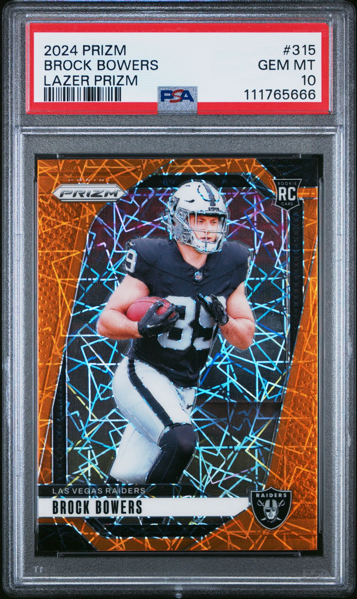 2024 Panini Prizm Brock Bowers #315 (Lazer Prizm) Gem Mt 10 front