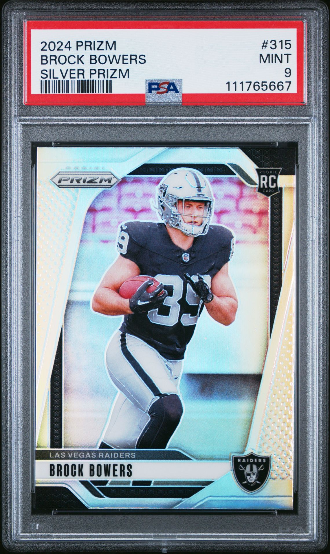 2024 Panini Prizm Brock Bowers #315 (Silver Prizm) Mint 9 front