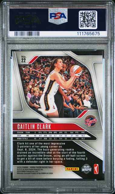 2024 Panini Prizm Wnba Caitlin Clark #22 Mint 9 back