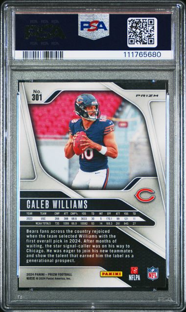 2024 Panini Prizm Caleb Williams #301 (Lazer Prizm) Mint 9 back