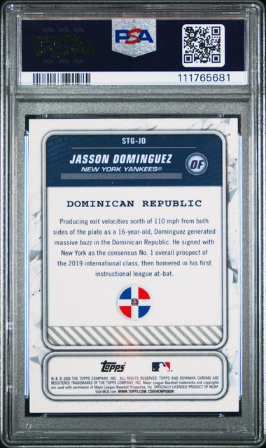 2020 Bowman Chrome Spanning The Globe Jasson Dominguez #Jd (Spanning The Globe) Gem Mt 10 back