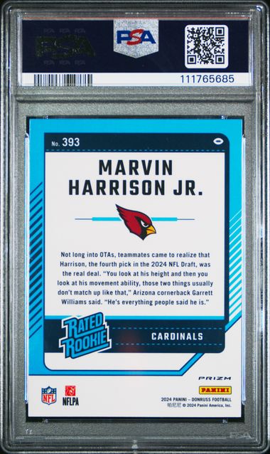 2024 Panini Donruss Marvin Harrison Jr. #393 (Optic Preview-Red Wave) Mint 9 back