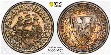 1927-A 5 Mk Bremerhaven J-326 PR64