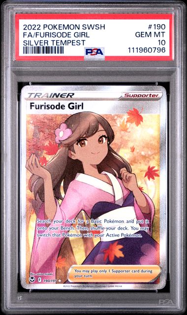Pokemon - 2022 Fa/Furisode Girl Silver Tempest #190 Sword & Shield Silver Tempest PSA 10
