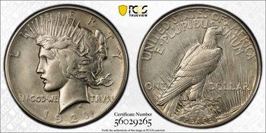1921 $1 High Relief, Peace N1