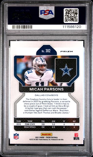 2021 Panini Prizm Micah Parsons #382 (Pink Prizm) Mint 9 back