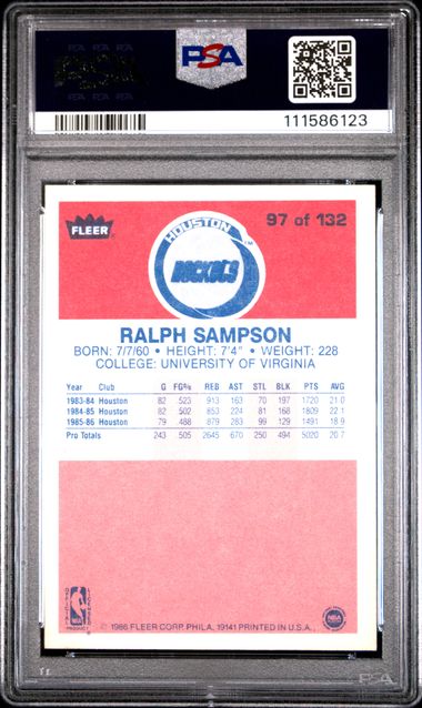 1986 Fleer Ralph Sampson #97 Nm 7 back