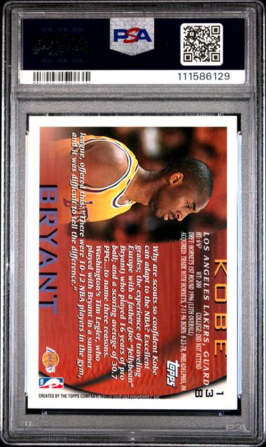 1996 Topps Kobe Bryant #138 Nm-Mt 8 back