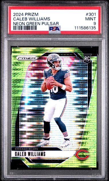2024 Panini Prizm Caleb Williams #301 (Neon Green Pulsar) Mint 9 front