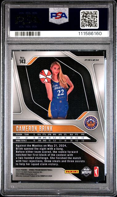 2024 Panini Prizm Wnba Cameron Brink #143 (Blue Velocity) Gem Mt 10 back
