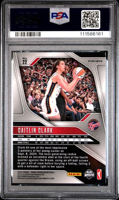 2024 Panini Prizm Wnba Caitlin Clark #22 (Blue Velocity) Nm-Mt 8 back