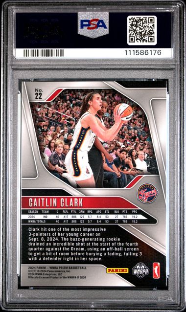 2024 Panini Prizm Wnba Caitlin Clark #22 Mint 9 back