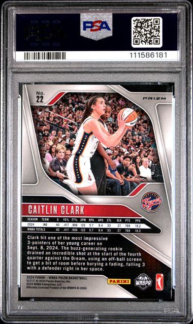 2024 Panini Prizm Wnba Caitlin Clark #22 (Green Prizm) Mint 9 back