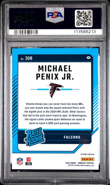 2024 Panini Donruss Michael Penix Jr. #308 (Optic Preview-Red Pandora) Gem Mt 10 back