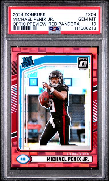 2024 Panini Donruss Michael Penix Jr. #308 (Optic Preview-Red Pandora) Gem Mt 10 front
