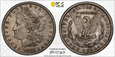 1880 $1 VAM 6, 8/7 Spikes XF45