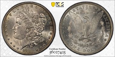 1882-O/S $1 VAM 5, O/S Broken MS61