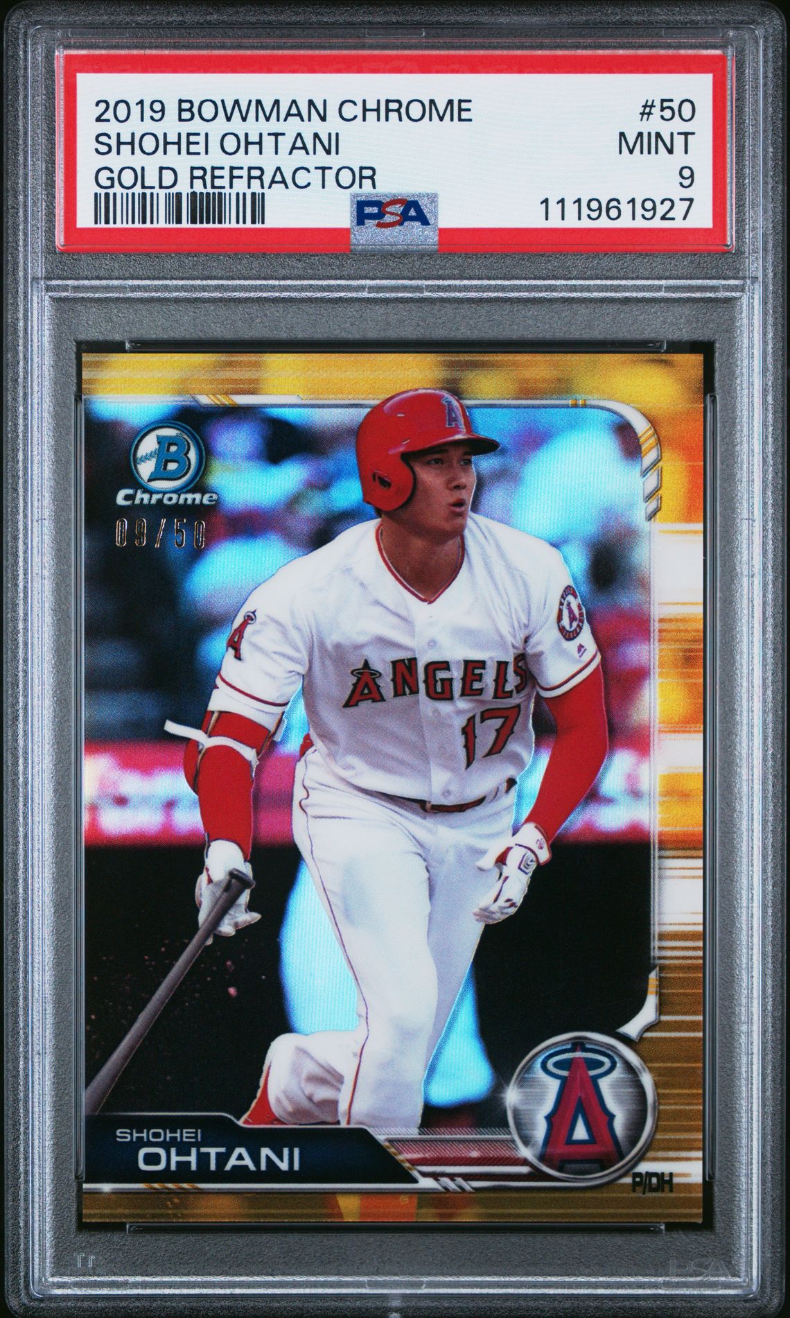 2019 Bowman BOWMAN CHROME GOLD REFRACTOR #50 Shohei Ohtani front