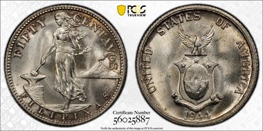 1944-S 50C KM-183  Ag MS65