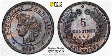 1887-A 5C Gad-157a MS64BN