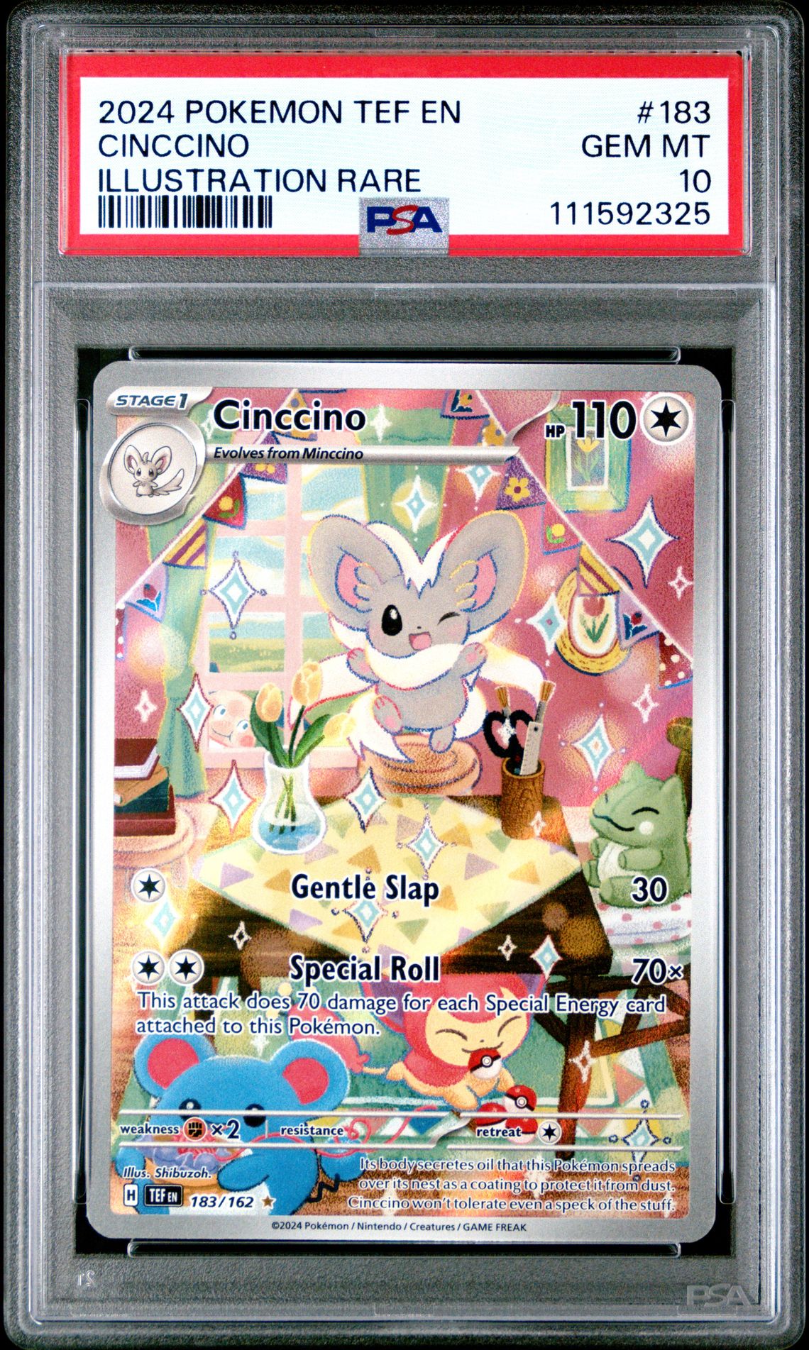 2024 Pokemon POKEMON TEF EN-TEMPORAL FORCES ILLUSTRATION RARE #183 Cinccino front