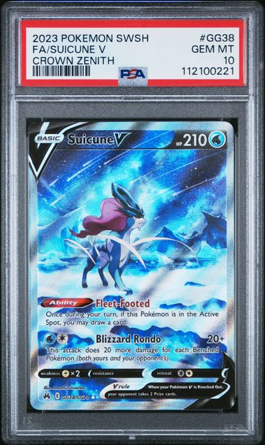 Suicune V original PSA slab, certificate 112100221