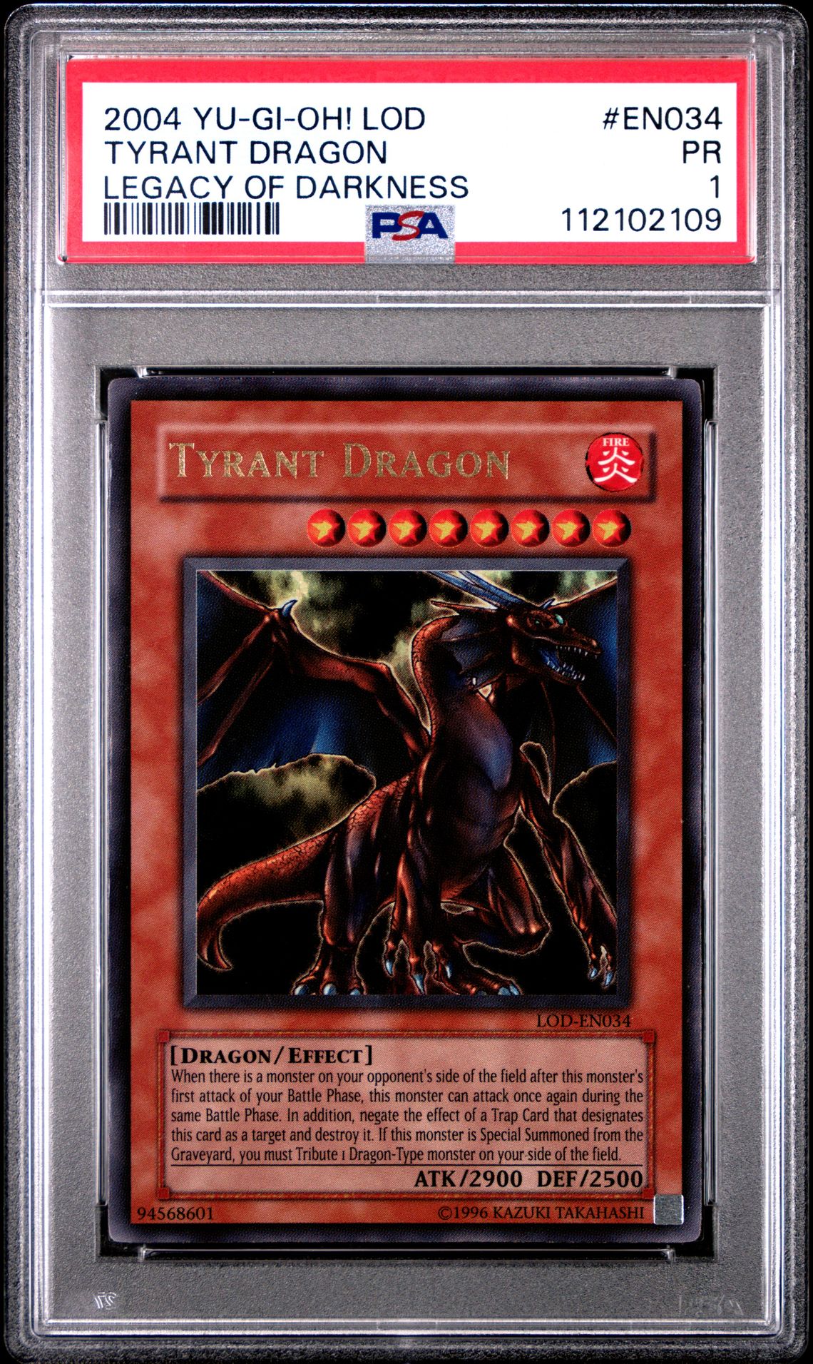 2004 Yu-Gi-Oh! YU-GI-OH! LEGACY OF DARKNESS #EN034 Tyrant Dragon front