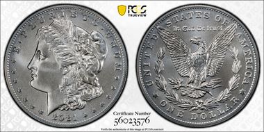 2021-CC Privy $1 Morgan Dollar 100th Anniversary MS69