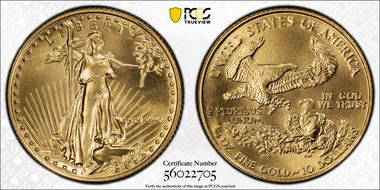 1987 $10 Gold Eagle MS68