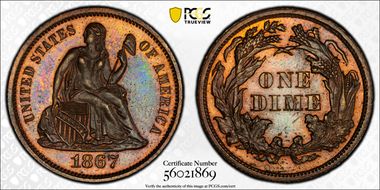 1867 10C J-587 PR65RB