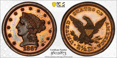 1867 $2.50 J-595 PR64BN