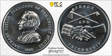 (2022) Medal Zachary Taylor "1849" Silver Matte Finish MS70