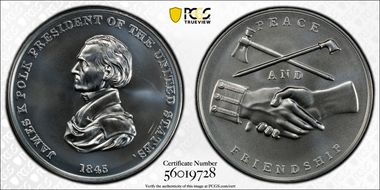 (2022) Medal James K. Polk "1845" Silver Matte Finish MS69
