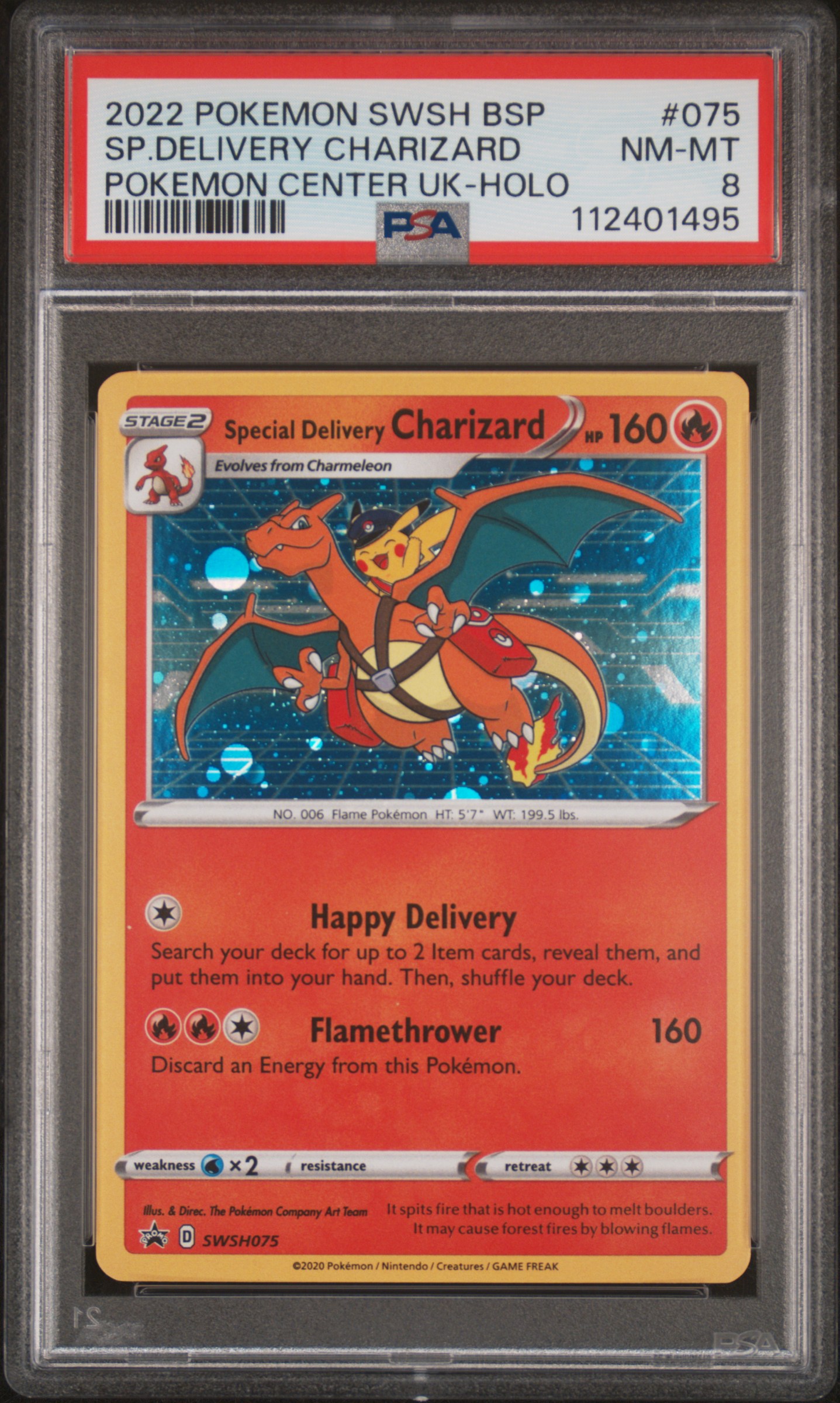 2022 #075 Special Delivery Charizard-Holo PSA 8 Swsh Black Star Promo