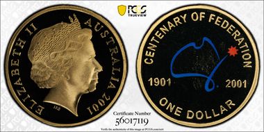 2001 $1 Centenary-Colorized PR68DCAM