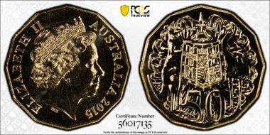 2015 50C Gilt Cu-Ni MS69