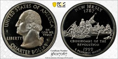 1999-S 25C New Jersey Silver PR67DCAM