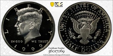 1999-S 50C Silver PR67DCAM