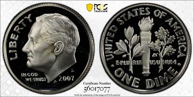 2007-S 10C Silver PR69DCAM