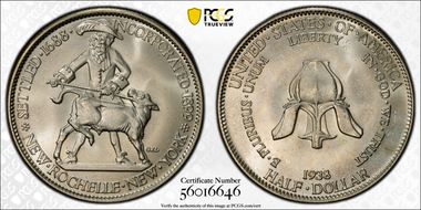1938 50C New Rochelle MS66