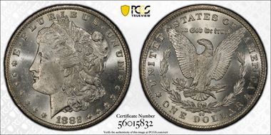 1882-CC $1 VAM 2, Misplaced Date MS63