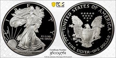 2001-W $1 Silver Eagle PR69DCAM