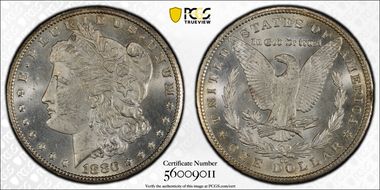 1880-CC $1 8/Low 7 MS63