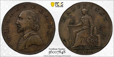 1790 Tk 1/2D DH-327f Warwickshire Shakespeare AU50BN