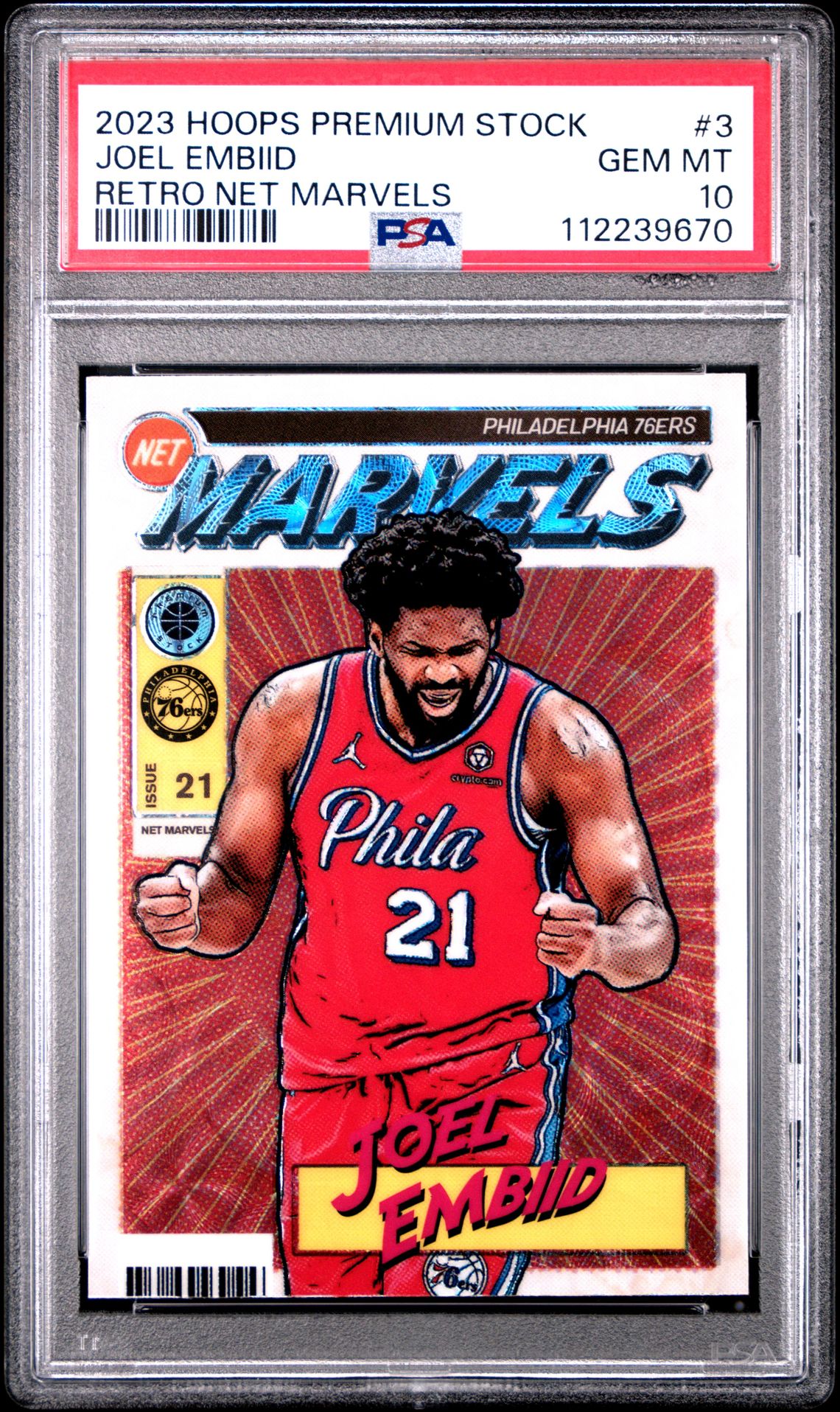 2023 Panini PANINI HOOPS PREMIUM STOCK RETRO NET MARVELS #3 Joel Embiid front