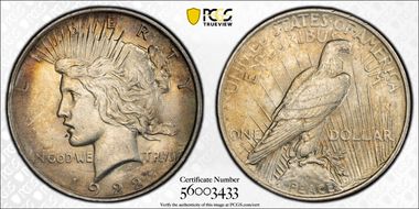 1922 $1 VAM 2C, Extra Hair AU58